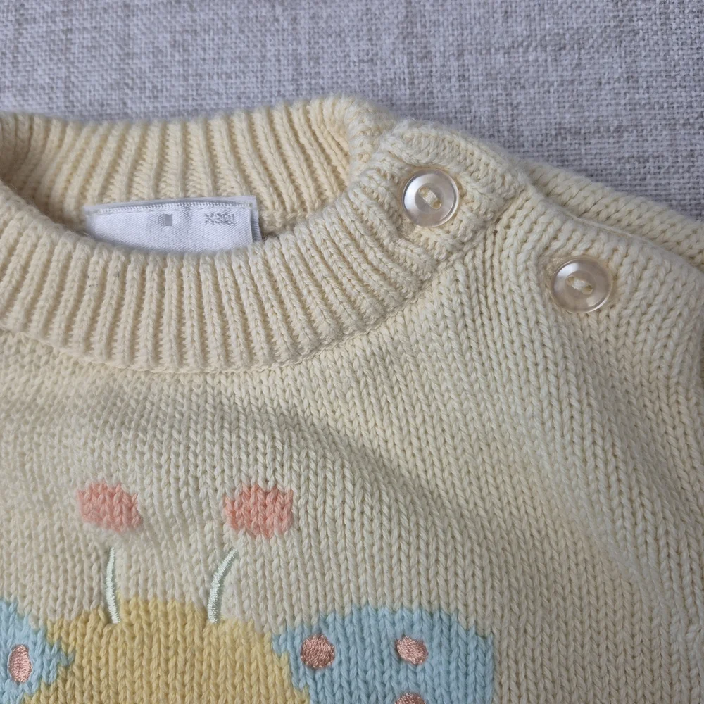 Y2K ​Vtg 2003 Carter’s Baby Giraffe Knit Sweater Cotton Pastel 0-3M - Picture 6 of 11